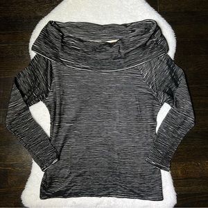 Dolan Left Coast Black Ribbed Off Shoulder Cowl Neck Sweater Large